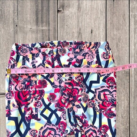 LuLaRoe Blue Red Pink Yellow Black Design Lightweight Leggings Pants Women's OS - Picture 8 of 9